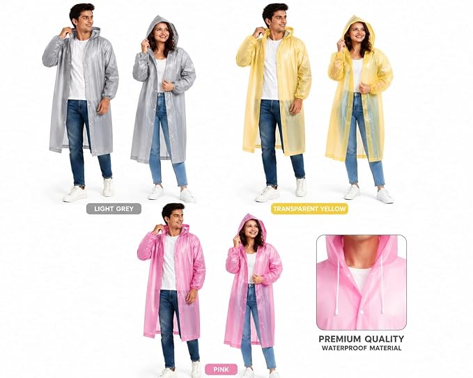 MERPHIN Unisex Waterproof Hooded Raincoat with Full Sleeves ( Pack of 1 )