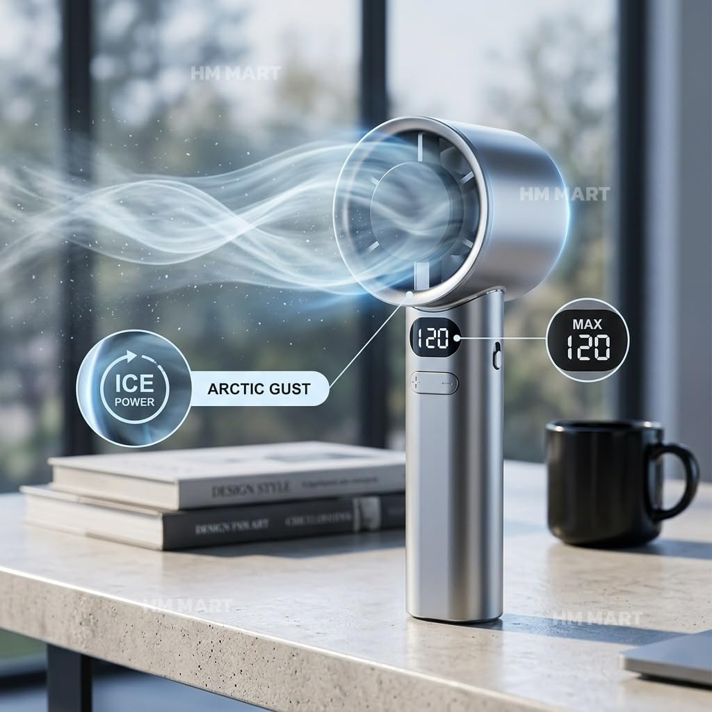 MERPHIN Rechargeable Mini Handheld Fan with LED Display & Type-C Charging