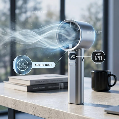 MERPHIN Rechargeable Mini Handheld Fan with LED Display & Type-C Charging