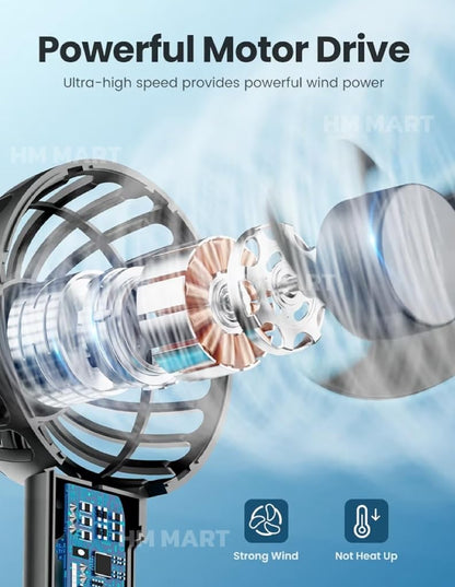 MERPHIN Rechargeable Mini Handheld Fan with LED Display & Type-C Charging