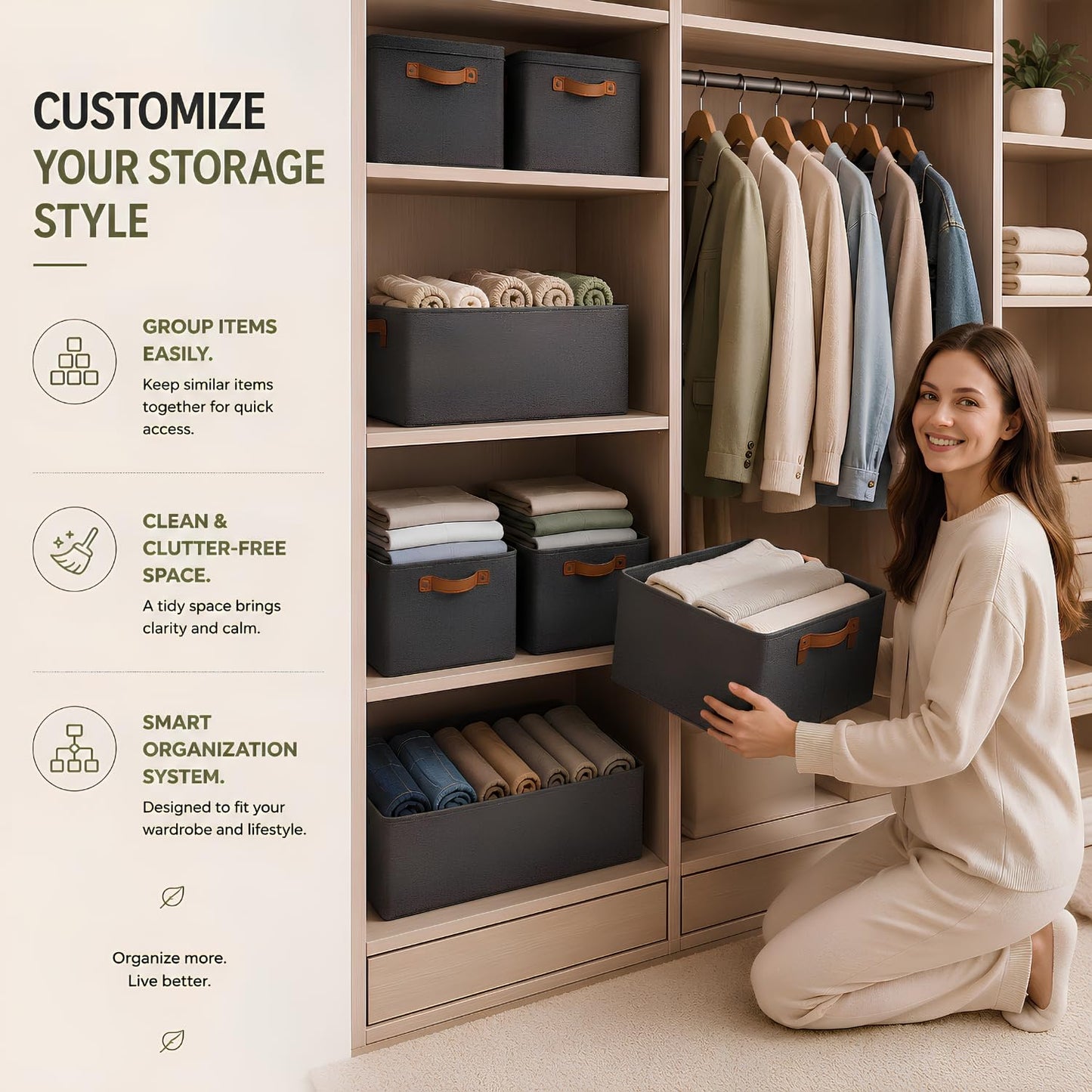 MERPHIN Foldable Wardrobe Storage Box & Organizer for Clothes (Pack of 2)