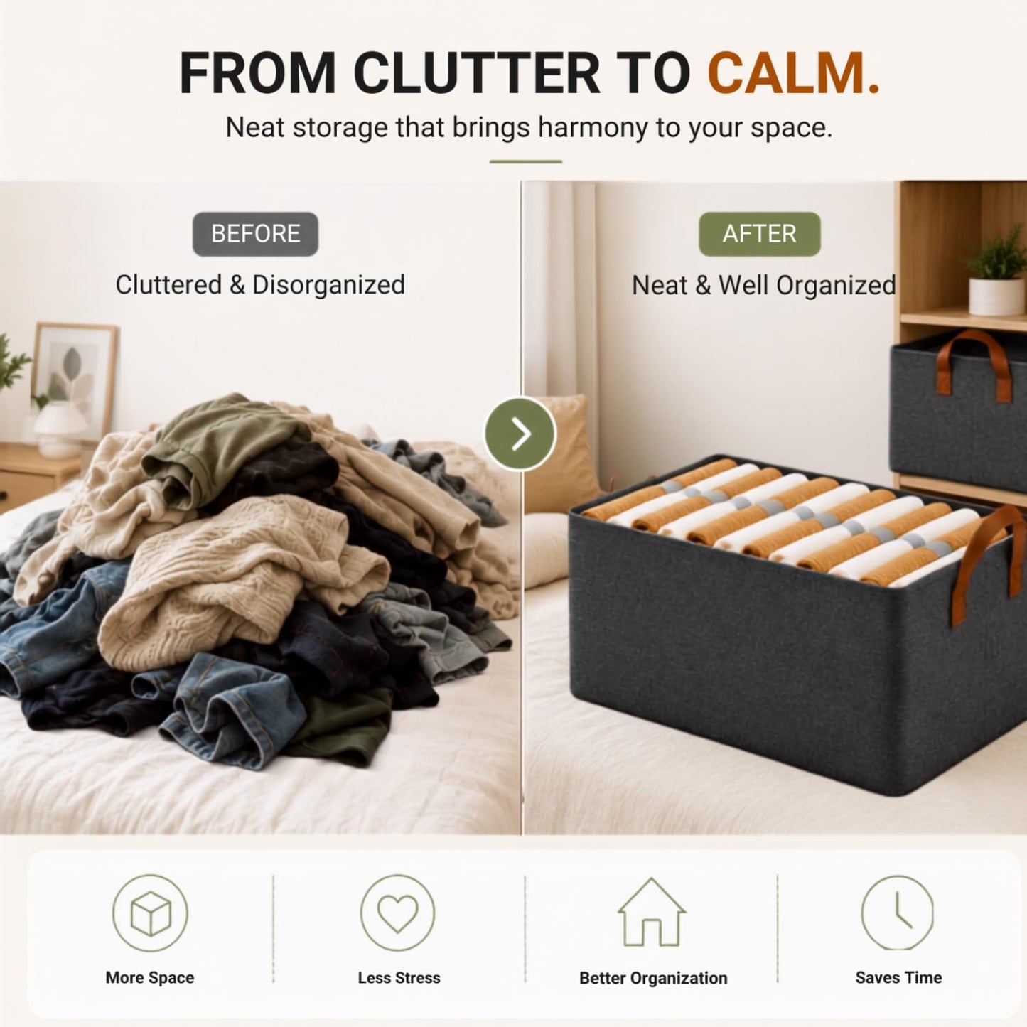 MERPHIN Foldable Wardrobe Storage Box & Organizer for Clothes (Pack of 2)