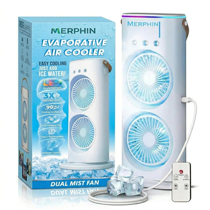 3500 mAH 10W Double Ended Spray Fan with 3 Level Cool Mist Feature USB Rechargeable Oscillating fan 280 Ml Ice & Water Filling Tank 5V Mini Cooler with Remote and Button Control